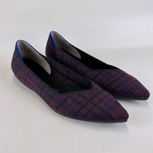 ROTHY’S Cranberry Plaid The Point Flats Women’s Size 8.5